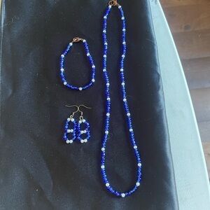 Elegant Blue Beaded Jewelry Set
